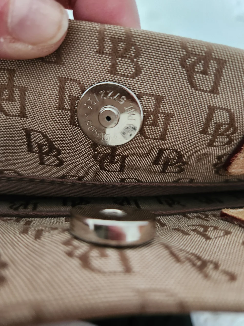 Dooney & Bourke Brown Canvas Tote with Leather Trim